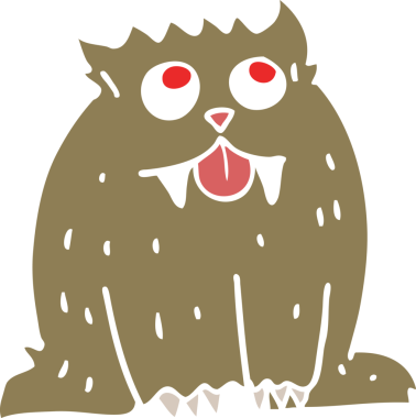 Bir insan tarafından çizilmiş bir hayvanın düz renk çizimi