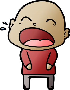 Bir insan tarafından çizilmiş kel adam diye bağıran çizgi film.