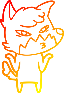 Bir insan tarafından çizilmiş akıllı bir tilkinin sıcak çizgi çizimi