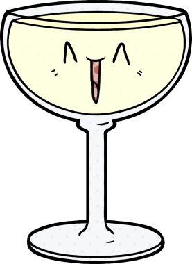 Bir insan tarafından çizilmiş bir şarap kadehi.