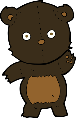 Bir insan tarafından çizilmiş sevimli çizgi film kara ayısı.