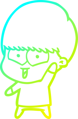 Bir çizgi film karakteri çizen soğuk çizgi bir insan tarafından çizilmiş mutlu çocuk.