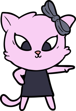 Bir insan tarafından çizilmiş çizgi film kedisi.