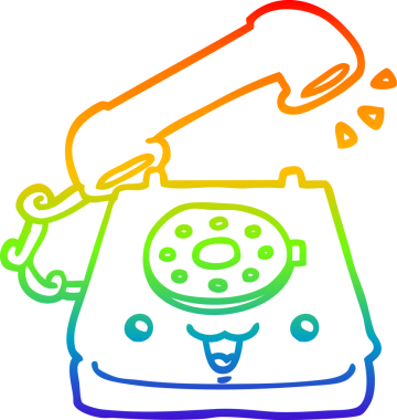 Gökkuşağı gradyan çizgisi bir insan tarafından çizilmiş şirin bir çizgi telefon çizimi