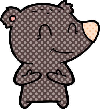 Bir insan tarafından çizilmiş dost canlısı ayı çizgi filmi.