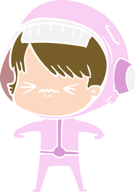 kızgın düz renkli çizgi film kızı bir insan tarafından çizilmiş.