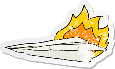 Bir insan tarafından çizilmiş kağıttan uçak yakan karikatür çıkartması.