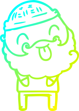 Soğuk gradyan çizgisi, sakallı bir adamın bir insan tarafından çizilmiş dili.