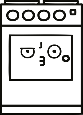 Bir insan tarafından çizilmiş bir mutfak fırınının çizgi çizimi