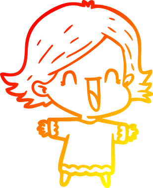 Bir insan tarafından çizilmiş mutlu bir kadının çizgi çizimi.