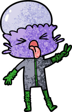 Bir insan tarafından çizilmiş garip bir uzaylı çizgi filmi.