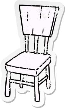 Bir insan tarafından çizilmiş ahşap bir sandalyenin çizilmiş karikatürü.