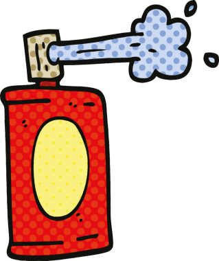 Çizgi roman tarzı sprey bir insan tarafından çizilmiş.