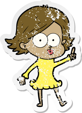 Bir insan tarafından çizilmiş karikatür kızının sıkıntılı çıkartması.