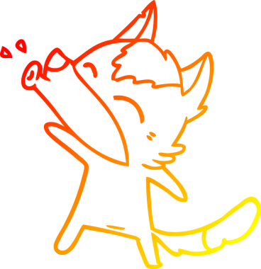 Bir insan tarafından çizilen uluyan kurt çizgi filminin sıcak gradyan çizimi