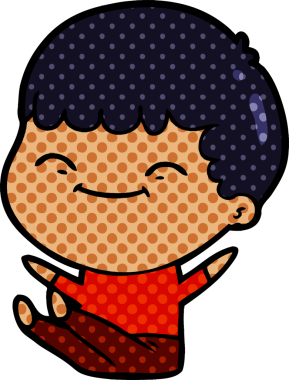 Bir insan tarafından çizilmiş mutlu çocuk çizgi filmi.