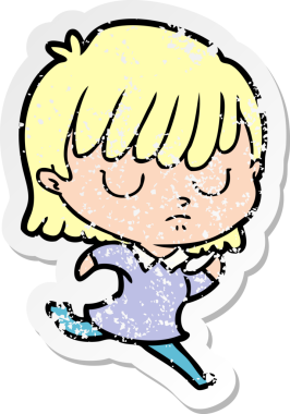 Bir insan tarafından çizilmiş karikatür bir kadının sıkıntılı çıkartması.