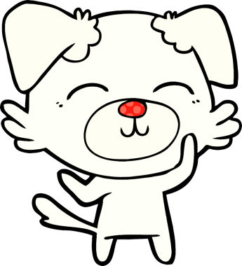 Bir insan tarafından çizilmiş çizgi film köpeği.