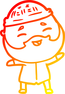 Bir insan tarafından çizilmiş mutlu sakallı bir adamın çizgi çizimi.