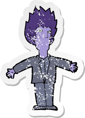 Bir insan tarafından çizilmiş bir vampir çizgi filminin gerilimli yapıştırması.