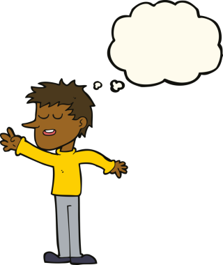 çizgi film mutlu adam bir insan tarafından çizilen düşünce baloncuğu ile ulaşır