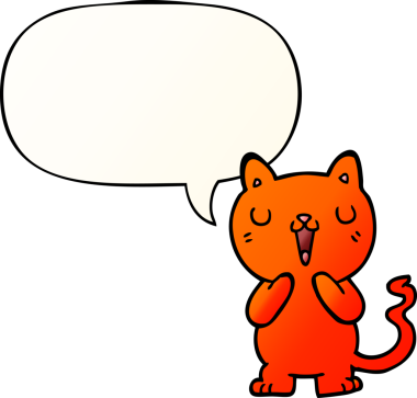 bir insan tarafından çizilmiş yumuşak eğimli konuşma baloncuklu çizgi film kedisi