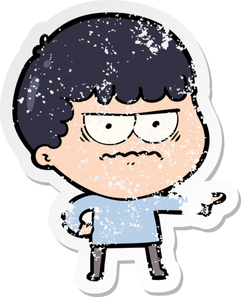 Bir insan tarafından çizilmiş sıkıntılı bir karikatür çıkartması.