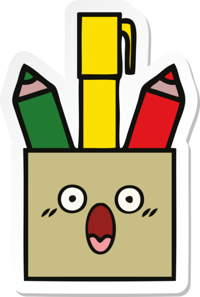 Bir insan tarafından çizilmiş şirin bir kalem kapının çıkartması.