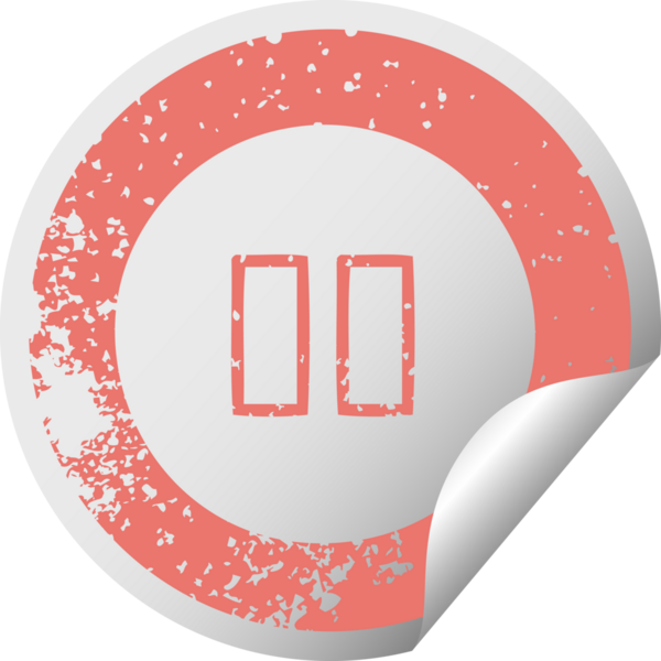 Bir insan tarafından çizilen durdurma düğmesinin sıkıntılı dairesel soyma etiketi simgesi