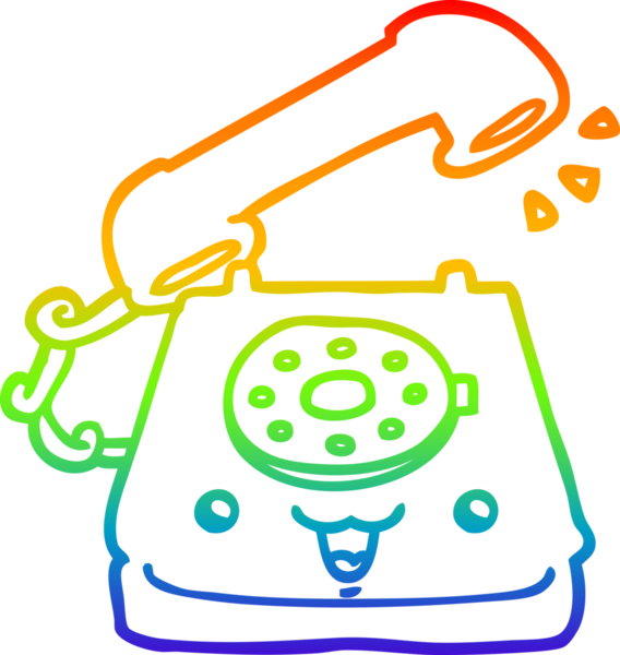 Gökkuşağı gradyan çizgisi bir insan tarafından çizilmiş şirin bir çizgi telefon çizimi