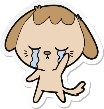 Bir insan tarafından çizilmiş, ağlayan bir köpeğin çıkartması.