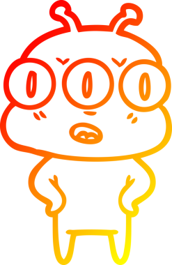 Bir insan tarafından çizilmiş kızgın üç gözlü bir uzaylının sıcak çizgi çizimi