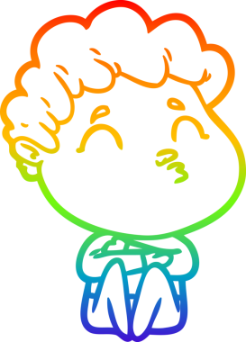 Gökkuşağı gradyan çizgi çizimi bir insan tarafından çizilen bir çizgi film adamı