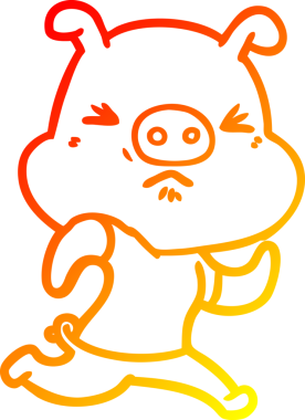 Bir insan tarafından çizilmiş kızgın bir domuzun sıcak çizgi çizimi.