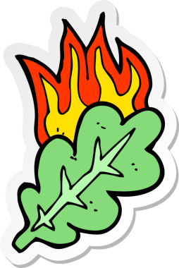 Bir insan tarafından çizilmiş yanan eaf sembolünün çıkartması.