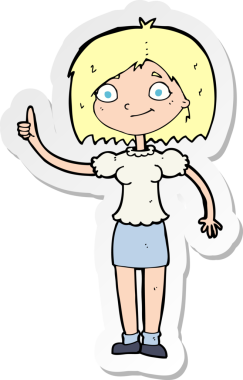 Bir insan tarafından çizilmiş fikri olan bir karikatür kadının çıkartması.