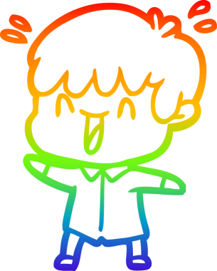 Gökkuşağının gradyan çizimi bir insan tarafından çizilmiş bir çizgi film karakteri.