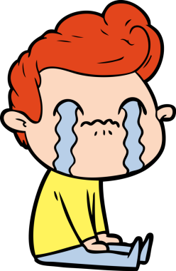 Bir insan tarafından çizilmiş ağlayan çizgi film adamı.