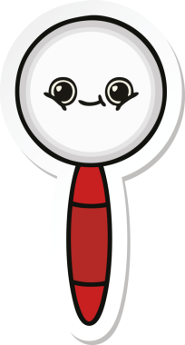 Bir insan tarafından çizilmiş şirin bir çizgi film büyütecinin çıkartması.