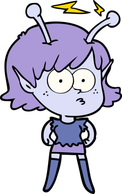 Bir insan tarafından çizilmiş uzaylı kız.