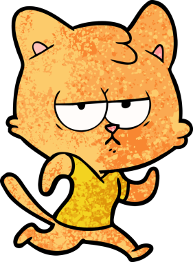 Bir insan tarafından çizilmiş sıkıcı çizgi film kedisi.