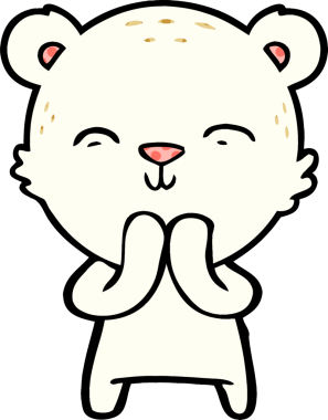 Bir insan tarafından çizilmiş mutlu kutup ayısı çizgi filmi.