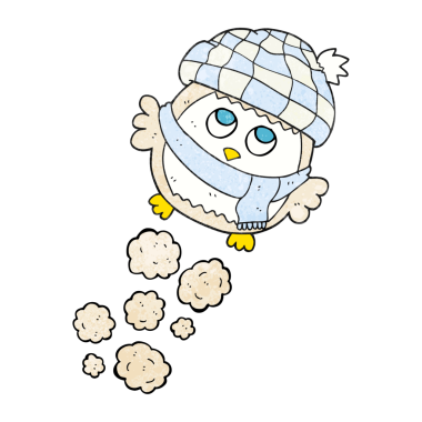 Bir insan tarafından çizilmiş el yapımı çizgi film sevimli küçük baykuş.