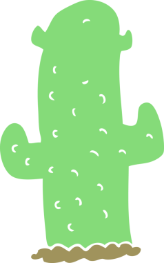 Bir insan tarafından çizilmiş düz renk çizgi film kaktüsü.