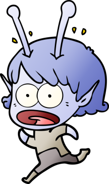 Karikatür, bir insan tarafından çizilen uzaylı kızı şok etti.