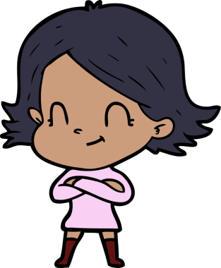 Bir insan tarafından çizilmiş karikatür dostu kız.