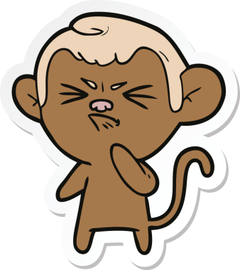 Bir insan tarafından çizilmiş kızgın bir maymunun çıkartması.