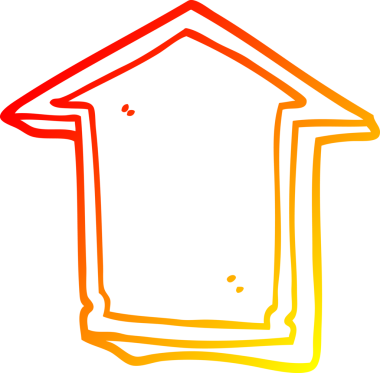 Bir insan tarafından çizilen çizgi film yönündeki okun sıcak gradyan çizimi