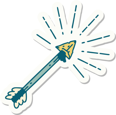 Dövme stili eski çakmaktaşı uçlu ok bir insan tarafından çizilmiş.