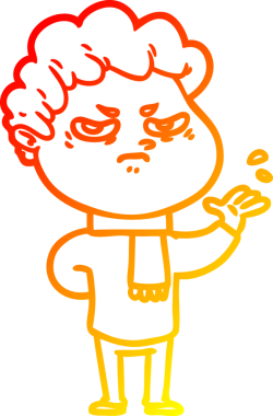 Bir insan tarafından çizilmiş kızgın bir adamın sıcak çizgi çizimi.